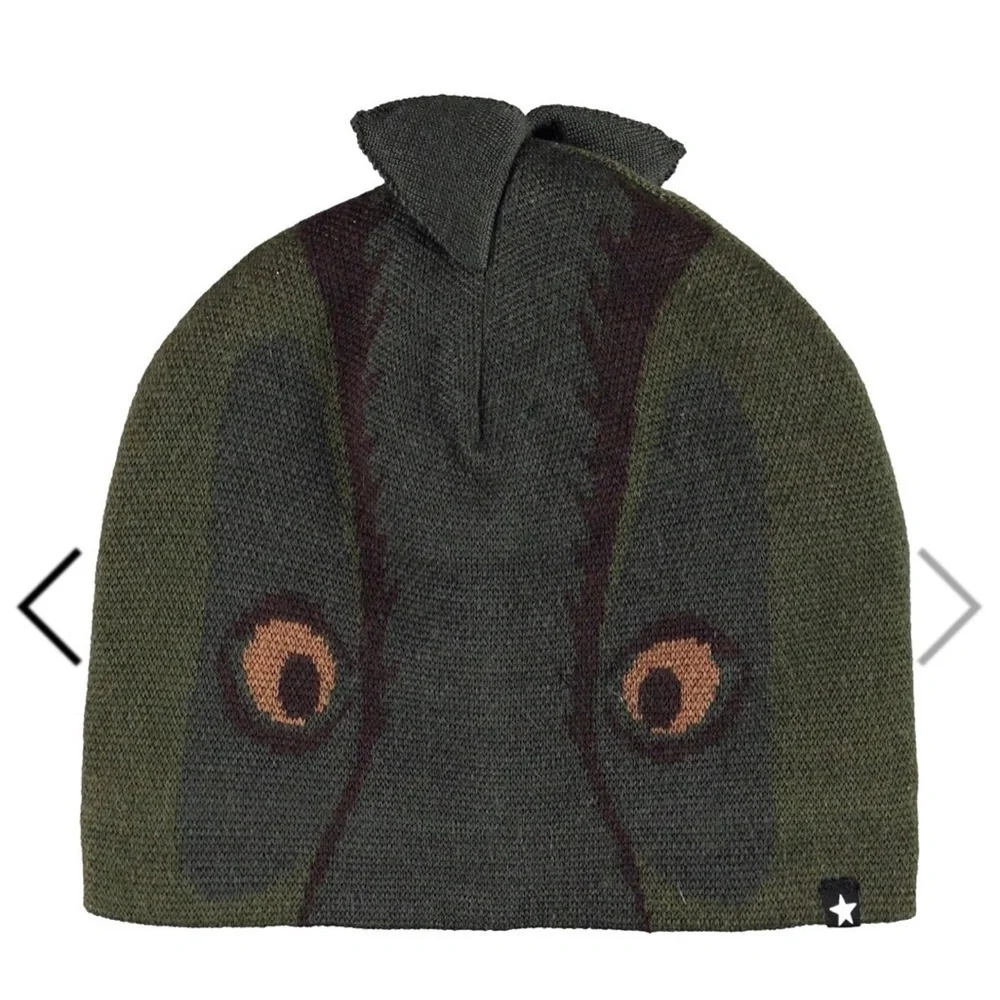 Molo Crocodile Beanie and Scarf Set - Olive and Black one to 4 years